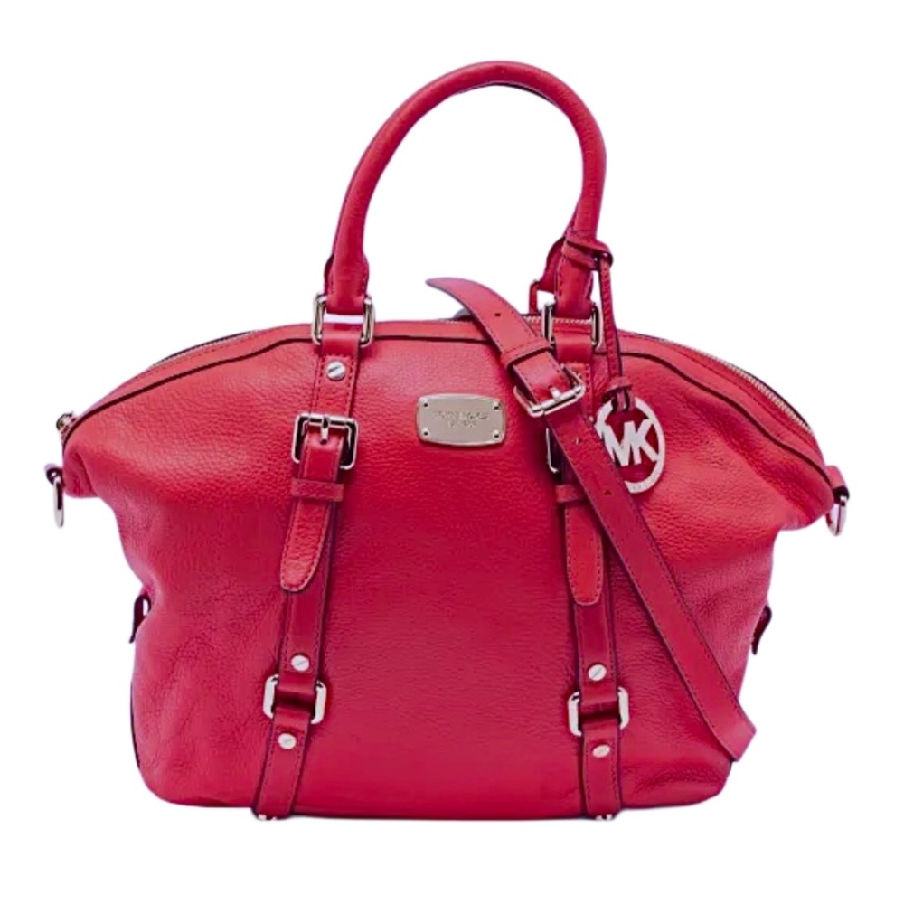 Michael Kors Bedford Large Red Leather Satchel Handbag